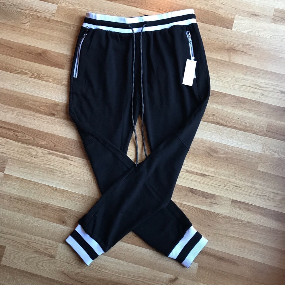 Stonevale Co Striped Hem Jogger in Black and White